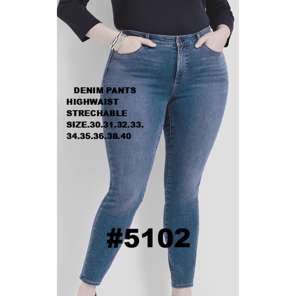 5102 30-42 High Waist AUGUST big/plus size DENIM Maong pants