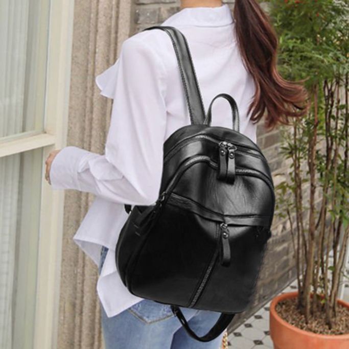 Korean on sale leather backpack