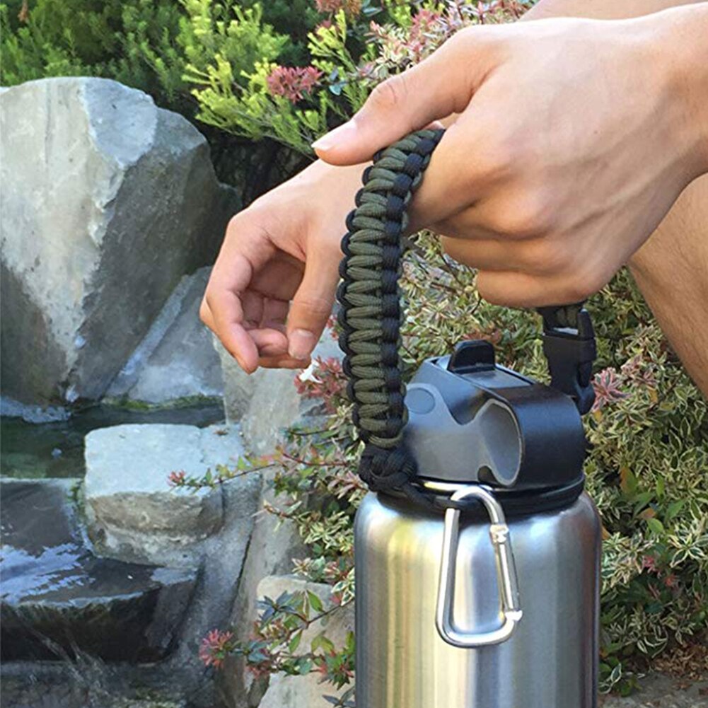 2pcs/set Braided Handle Strap Paracord 7 Core Water Bottle Hiking Travel  Fits Wide Mouth Cup Holder For Hydro Flask Accessories