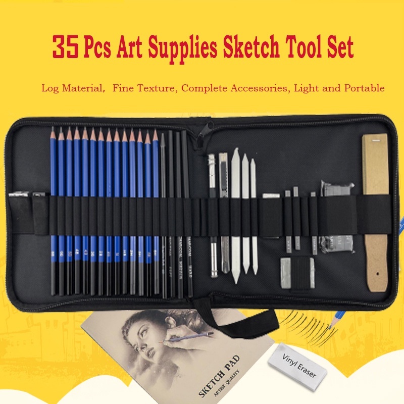 35pc Drawing Sketching Pencil Set, Professional Sketch Set in