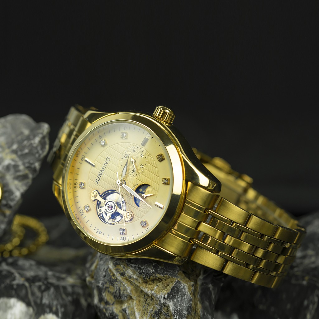 MEN PREMIUM WATCH JUNMING Men Watch Gold plated Moon Phase