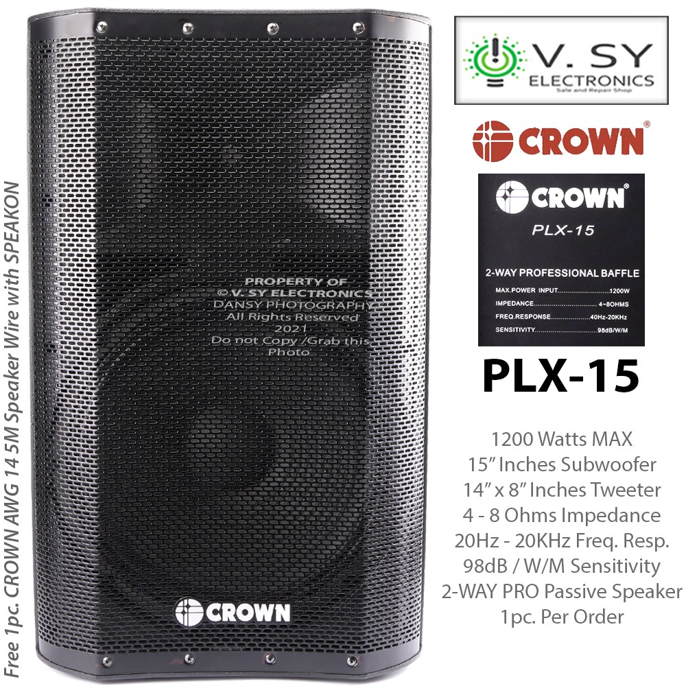 Crown speaker hot sale 15 inches