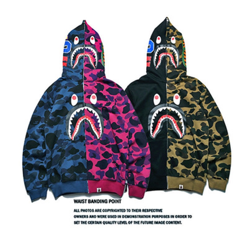 shark hoodie Down jacket red BAPE camo A Bathing Ape Size S