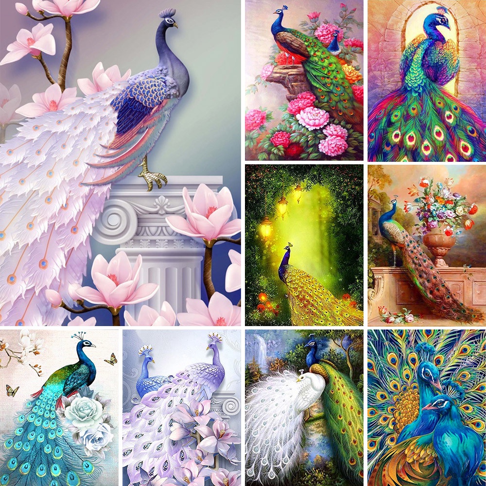 Diamond Painting New 2024 Fantasy Peacock Flowers Landscape DIY Mosaic  Diamond Embroidery 5D Cross Stitch Birds