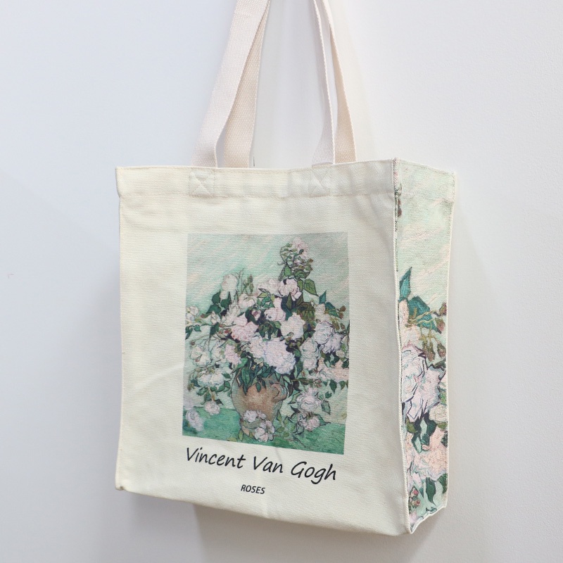 Van Gogh White Rose Thick Canvas Tote Bag