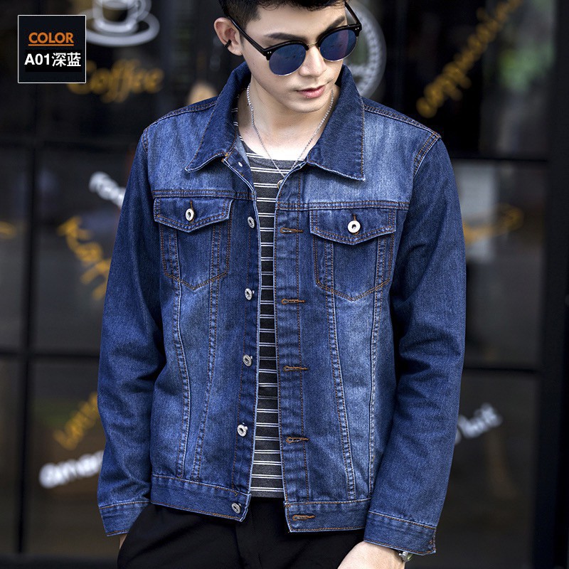 Men's maong jacket/stretchable/denim/light blue/denim blue/dark