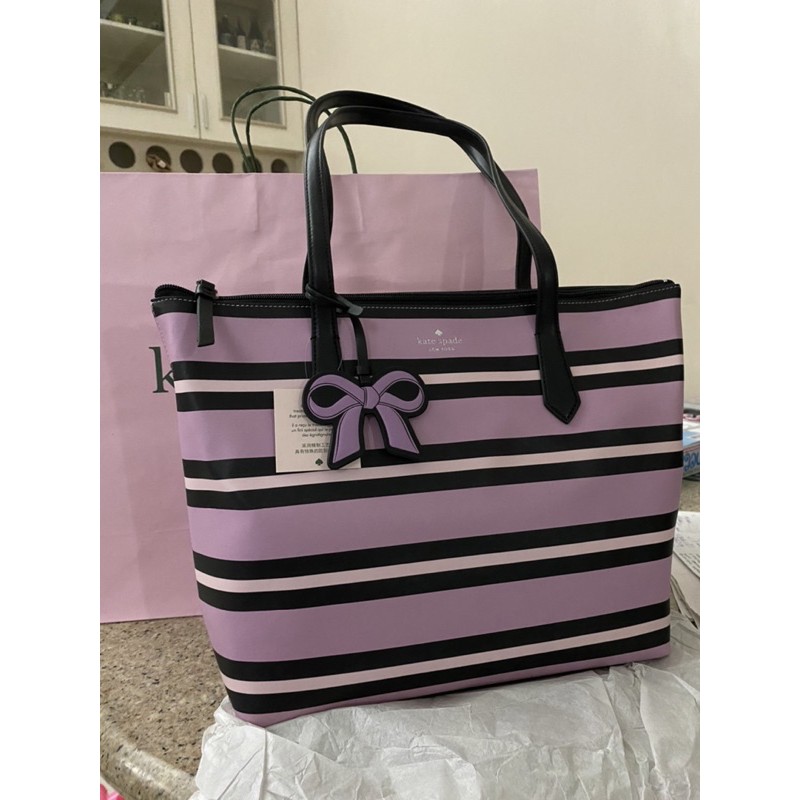 Kate spade cassy ottoman stripe tote new arrivals