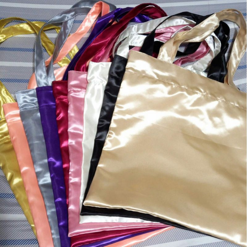 Satin Silk Tote Bag with zipper