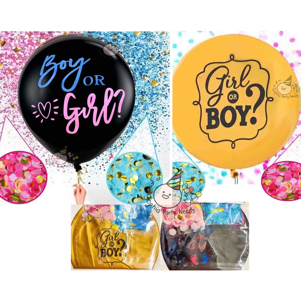 BOY or GIRL? Big Gender Reveal POP! Mother Balloon Latex with Pink and Blue  Confetti - Ivypartyneeds | Shopee Philippines