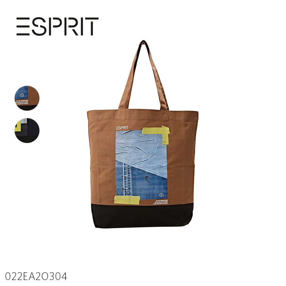 ESPRIT - Faux Leather-Trimmed Canvas Tote at our online shop