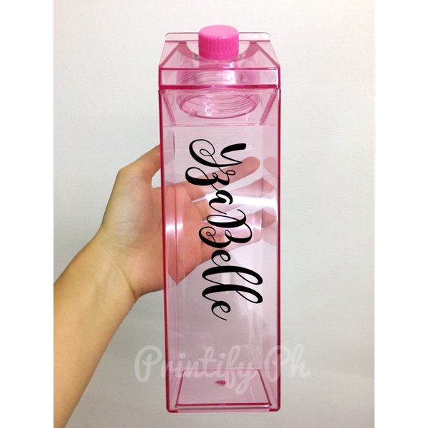 Milk Carton Water Bottle, Customizable Milk Carton Bottle, Acrylic