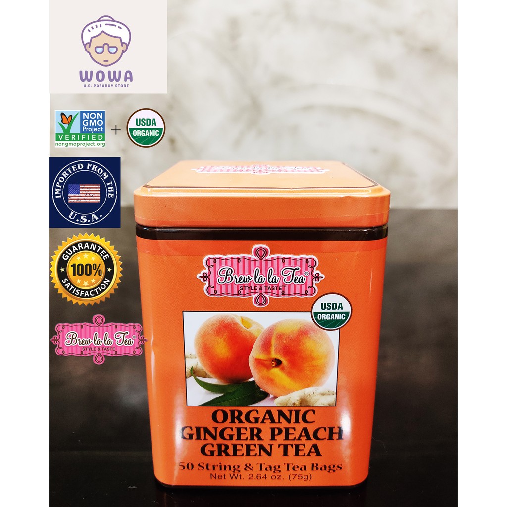 Brew La La - Organic Green Tea Ginger Peach - 50 Tea Bags