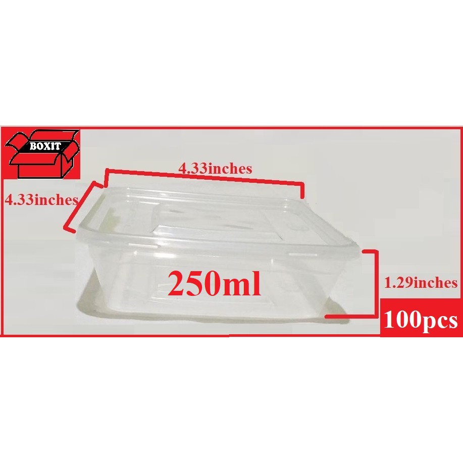 250ml clear microwavable container and lids