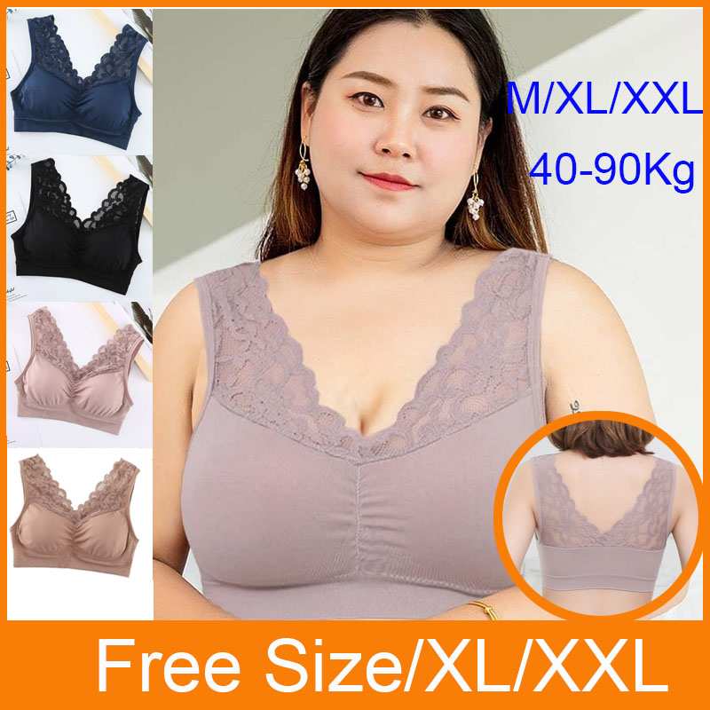 Ready Stock 40-90kg M/XL/XXL Plus size underwear lace breast wrap