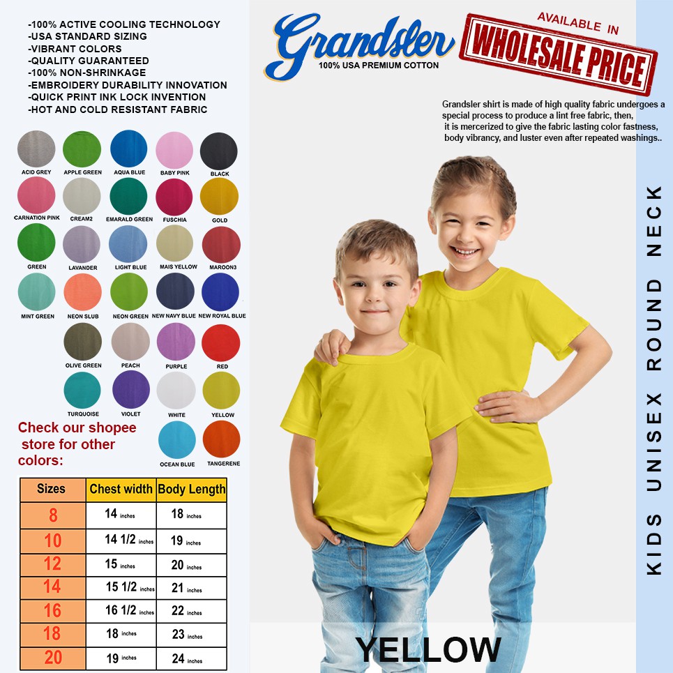 Plain yellow clearance toddler shirt