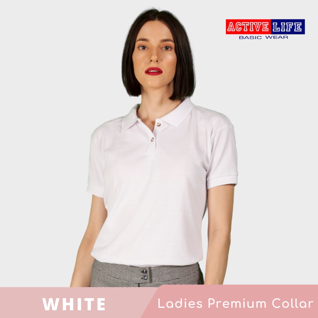 female white polo shirt