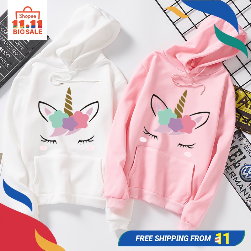 Korean Women Unicorn Sweatshirt Oversized Long Sleeve Loose Hoodie Women s Jacket Outerwear Shopee Philippines