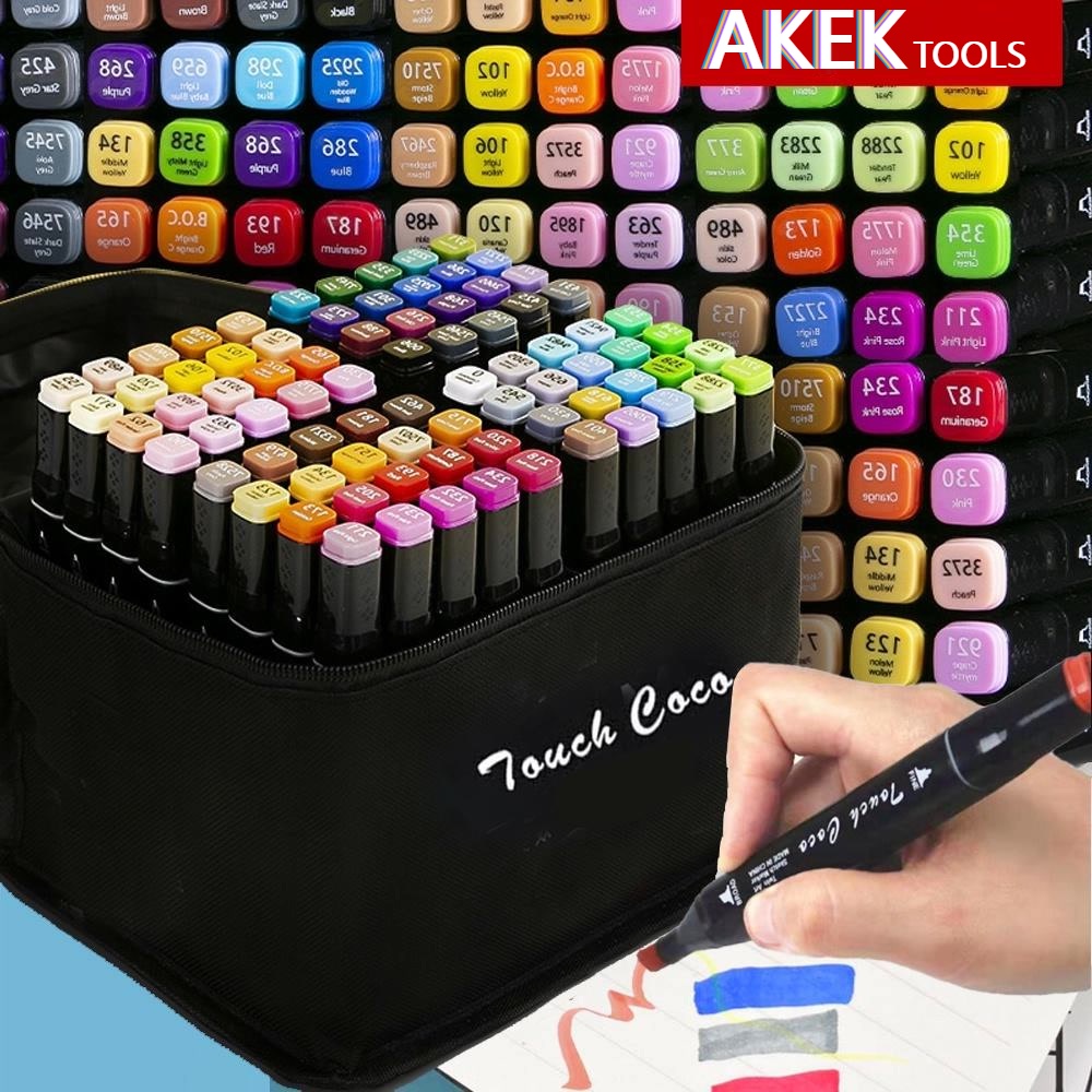 Deli Art Markers Set, 60 Colors Dual Tips Coloring Marker Pens Highlighters