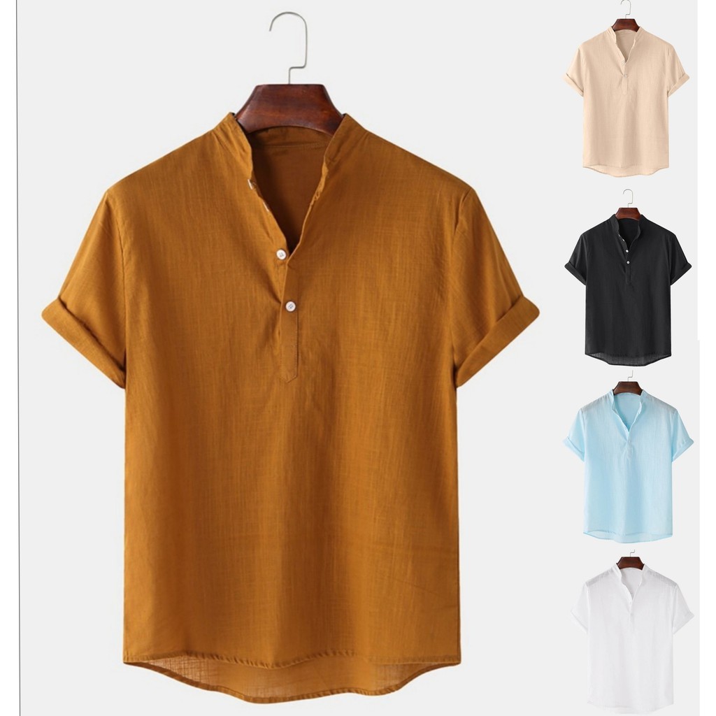 HUILISHI Korean Men's Pure Color Casual Short Sleeve Polo Shirt