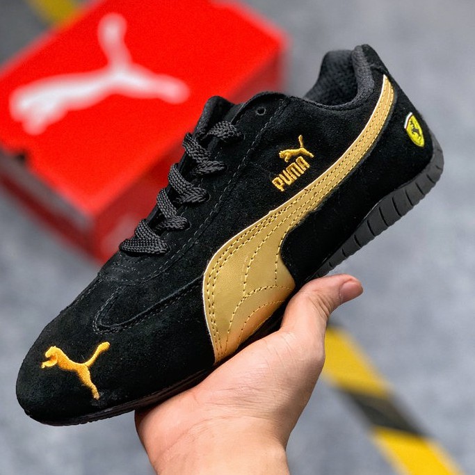 Puma suede black store gold