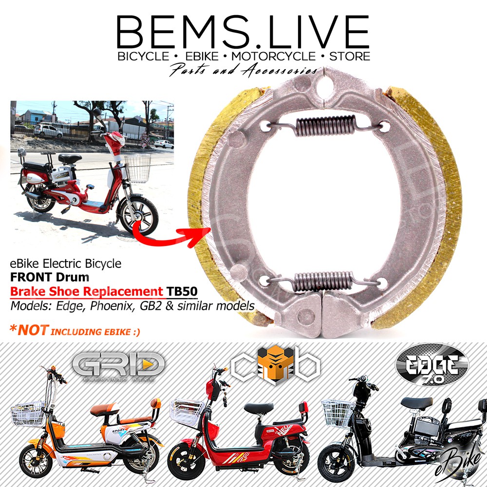 BEMS FRONT DRUM BRAKE SHOE REPLACMENT for eBikes eTrike Electric