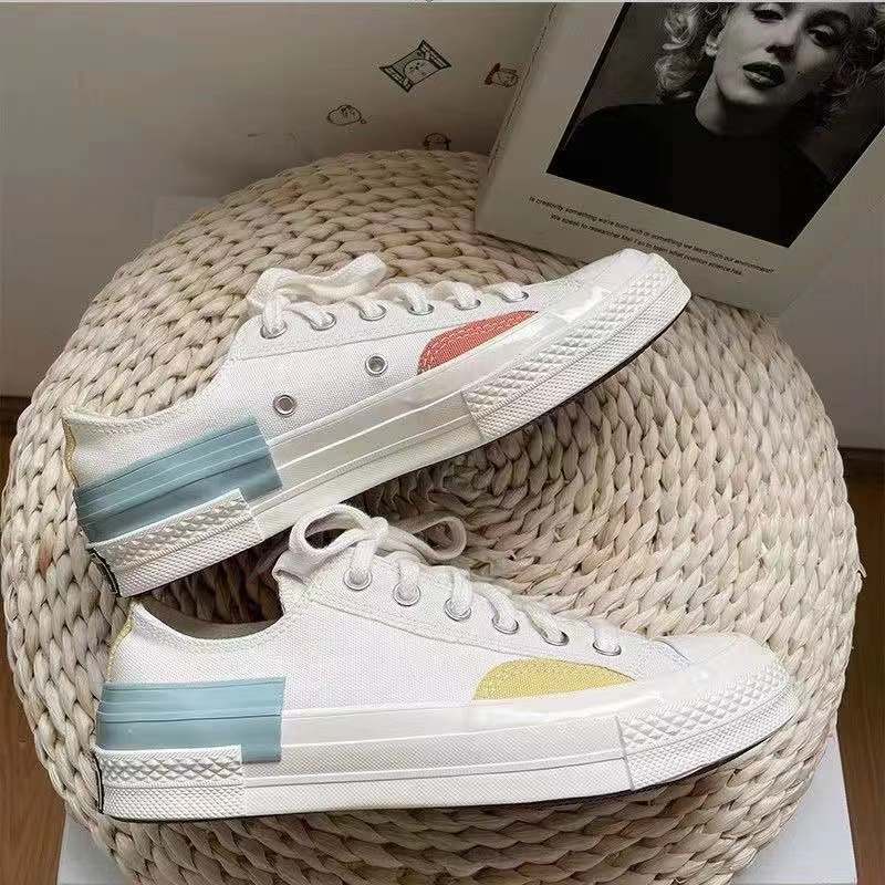 2021 New Air Force X Converse Women s Low Top Canvas Sneakers Tangram Stitching Casual Shoes 25934