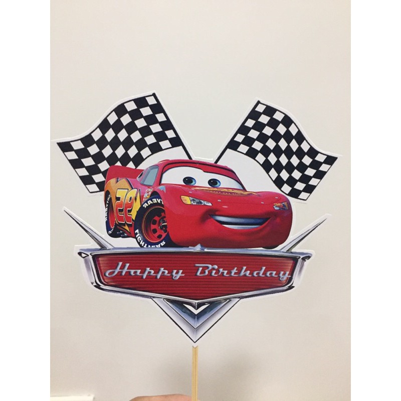 cars theme happy birthday cake topper