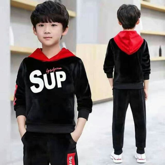 Terno for kids supreme hoody jacket and pants Shopee Philippines