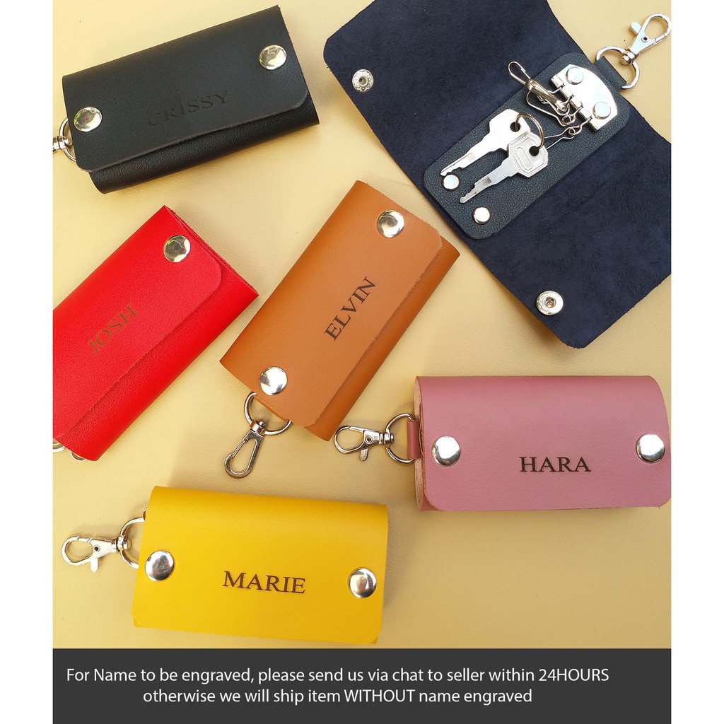 Personalized Leather Key Case Leather Key Wallet Monogrammed 