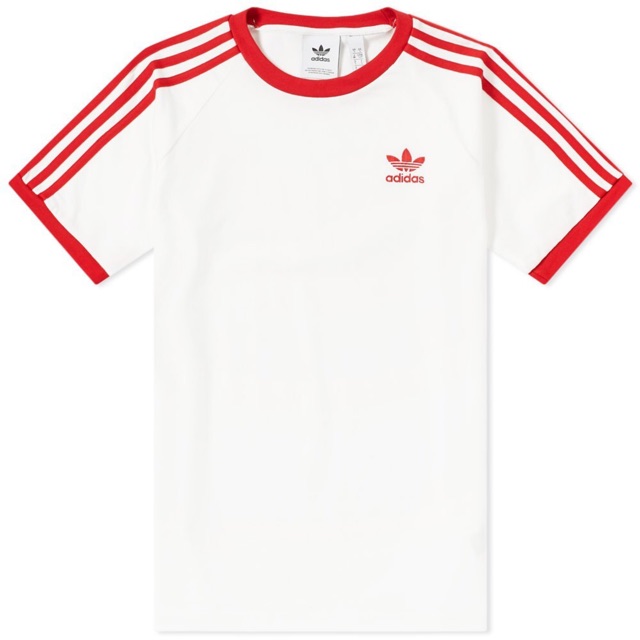 Red and white on sale adidas shirt