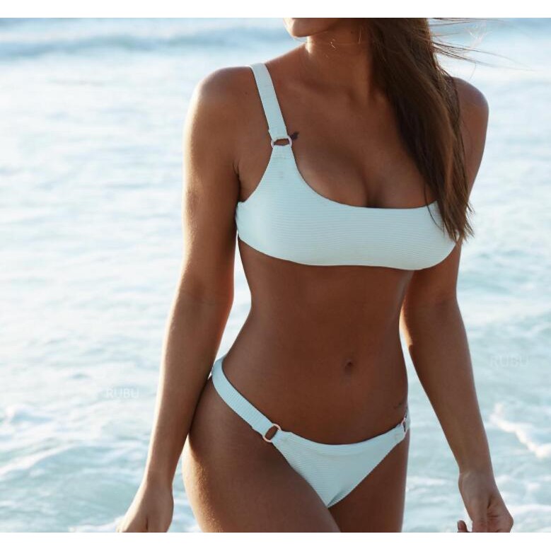 White Ribbed Two piece swimsuit Shopee Philippines