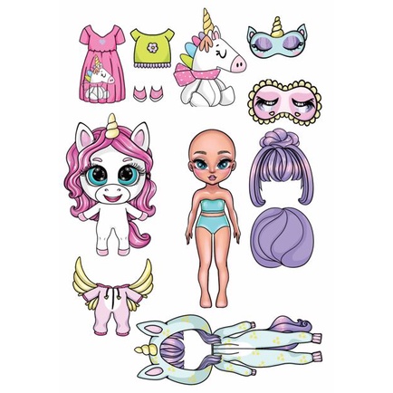 Unicorn paper sale dolls