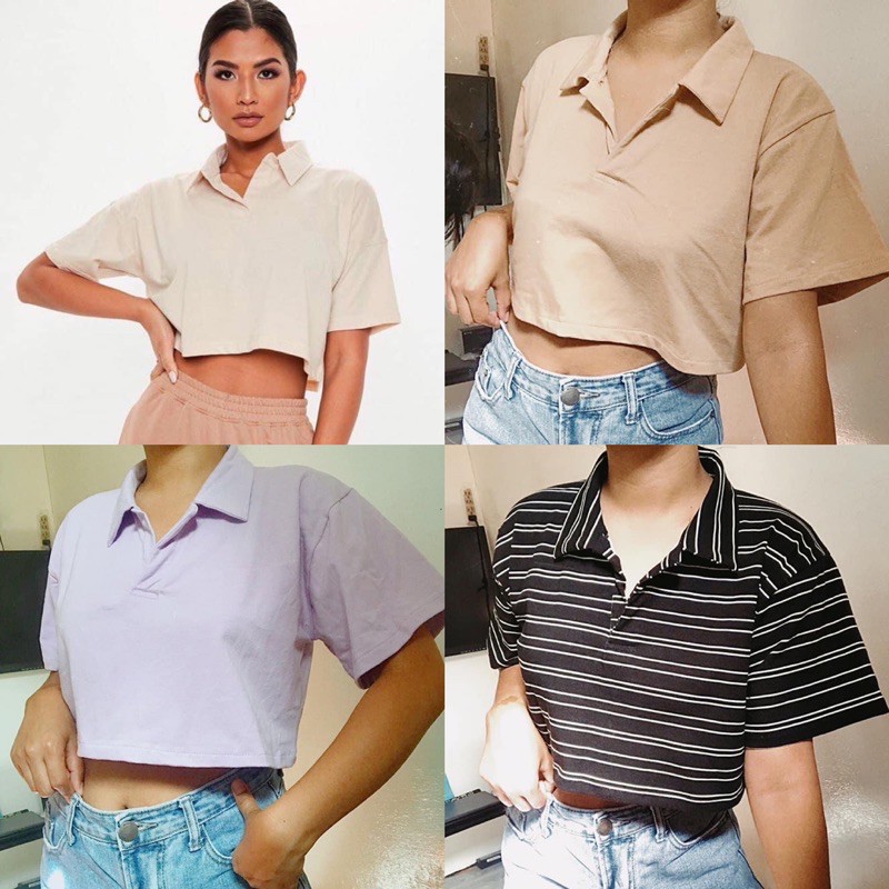 Crop top cheap polo shirt