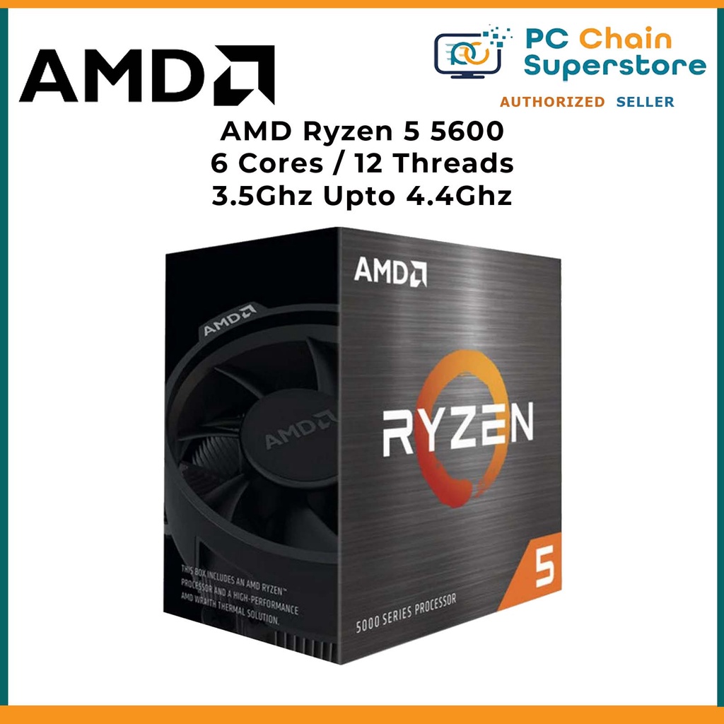 AMD Ryzen 5 5600 6 Cores Upto 4.4Ghz Unlocked AM4 Desktop CPU