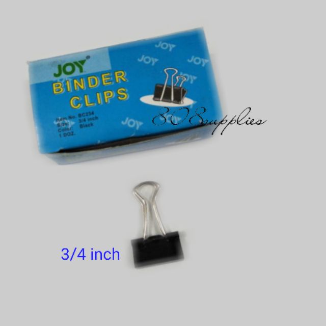 JOY BINDER CLIPS 3/4, 1, 2 inch- 12pcs