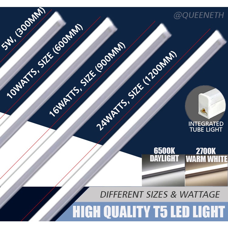 T5 led tube light outlet wattage