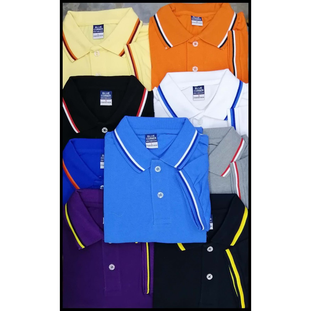 Blue corner polo store shirt with stripes