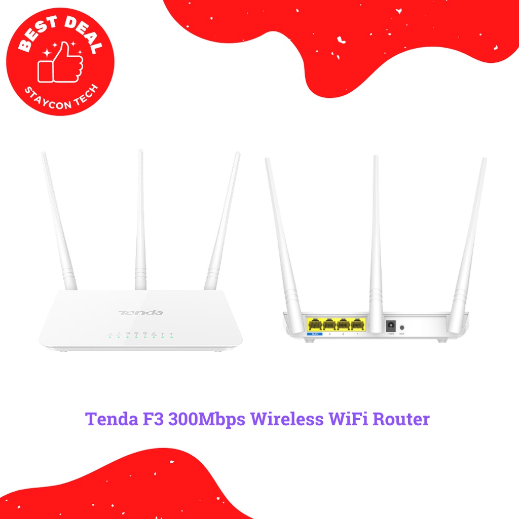 Tenda F3 300Mbps Wireless Wi-Fi Router - White