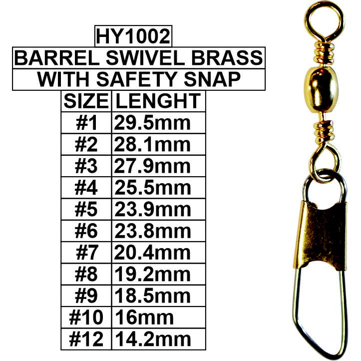 50pcs/pack HY1002 BRASS BARREL SWIVEL WITH SAFETY SNAP