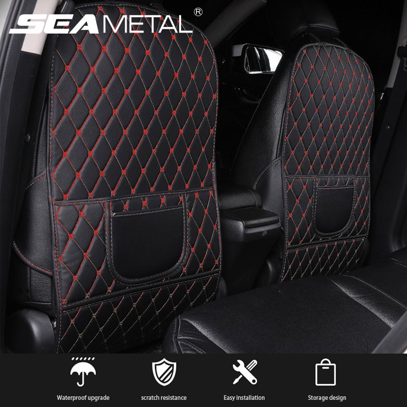 PU Leather Car Anti Kick Mats Seat Back Protector Cover Storage Pockets Accessories Shopee Philippines