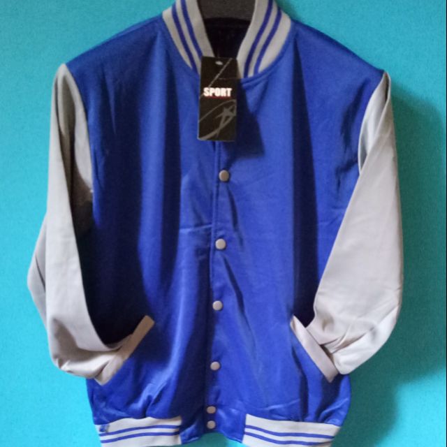 Blue and hotsell grey varsity jacket