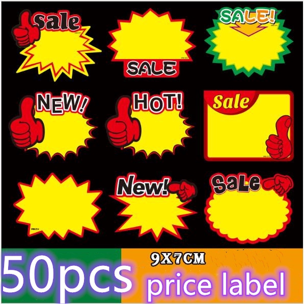 50pcs/10pcs Advertising Paper Promotional Label Goods Price Tags