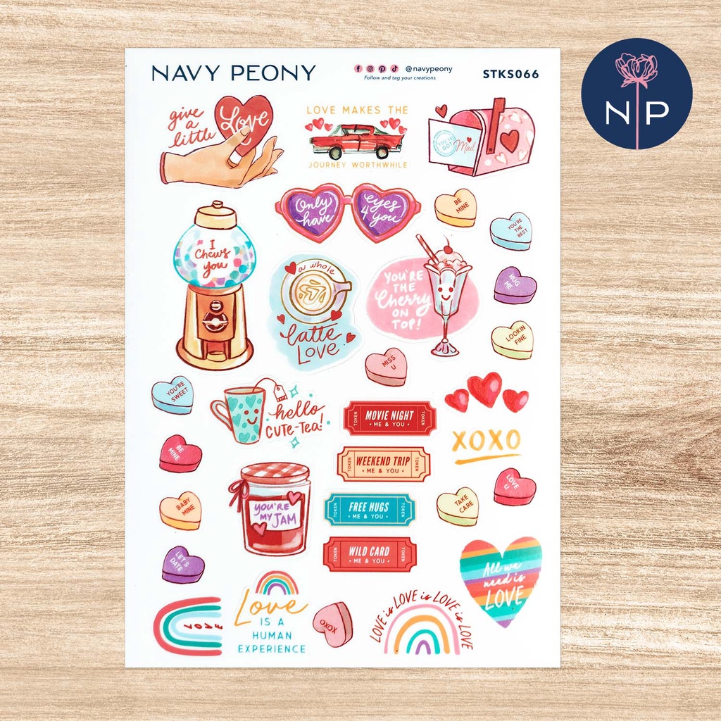 32ct Navy Peony Sweet Love Scrapbooking Stickers