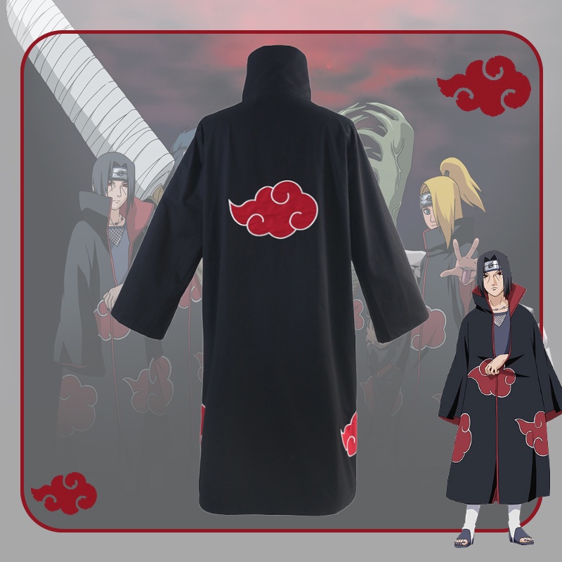Anime Naruto Cosplay Costume Akatsuki Cloak Naruto Uchiha Itachi