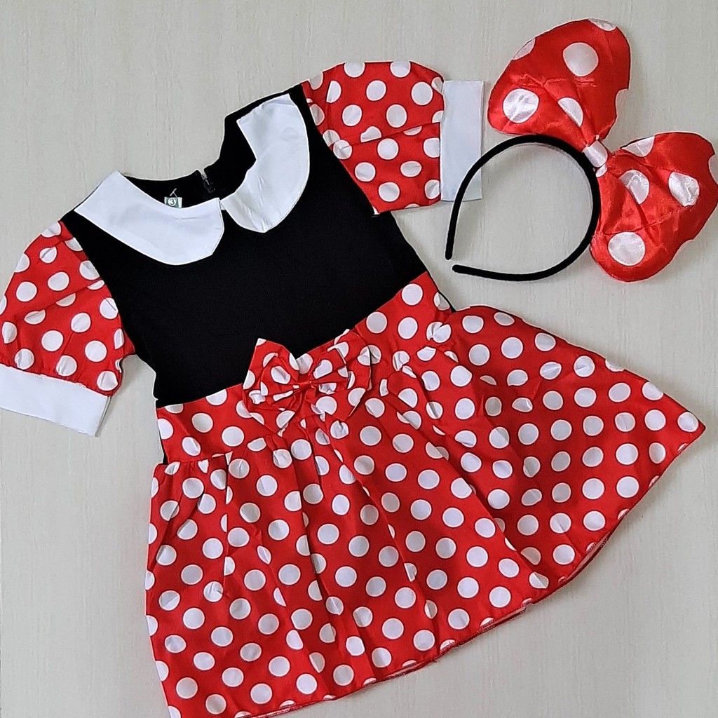 Minnie mouse in red polka best sale dot dress