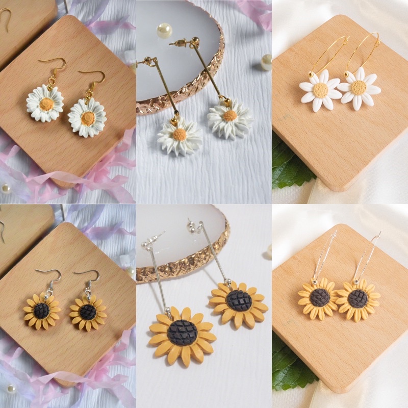 Polymer clay deals daisy earrings