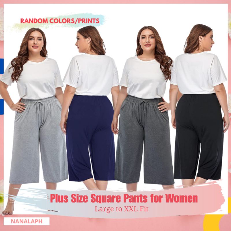 PLUS SIZE Plain Square Pants for Women [Large to XXL] - Daisy