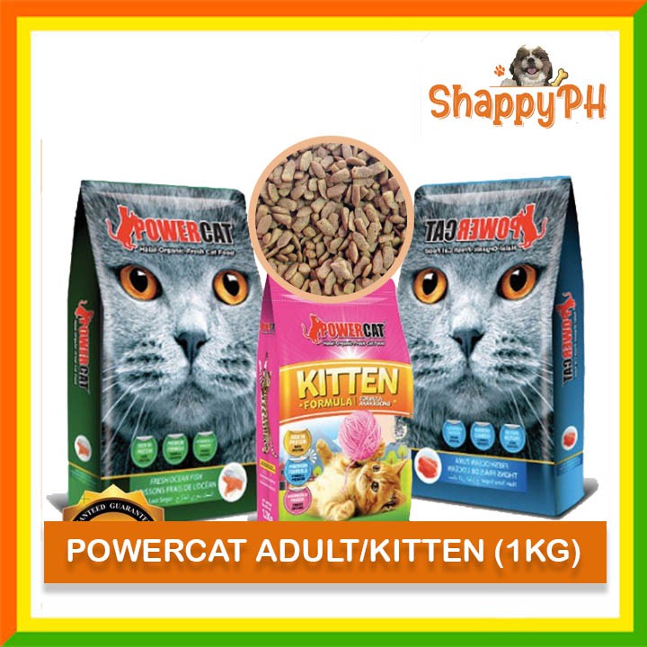 POWERCAT KITTEN ADULT DRY CAT FOOD 1KG REPACKED Shopee