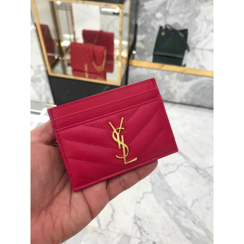 Ysl red best sale card holder