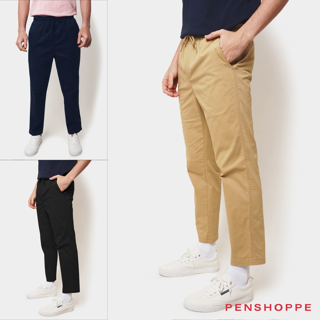 Penshoppe Dapper Fit Ankle Length Pull On Trousers For Men